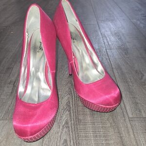 Qupid Hot Pink Platform Stiletto Heels